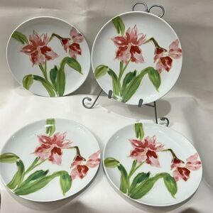 Paula Deen Amaryllis 4 piece plate set salad dessert appetizer spring summer